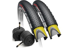 Fincci Gravel Pneus 700 x 38c avec Protection Anti Crevaison 1mm - Paire Pliable Tire 28 x 1.5 Pouces avec 2X Chambre a Air 40-622, 30 TPI pour Tournée & Électrique & Route & Hybrid & VTT Velos