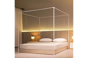 Beyeutao Bed Canopy Frame 180 x 200 cm White Mosquito Net Frame Mosquito Net Canopy Frame Bed Canopy Frame Four Poster Bed Frame Four Corner Bed Canopy Frame Bed Canopy Pole Screws Design