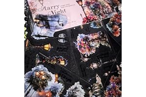 ‎TA MERRY Ta Merry Scrapbook stickers Zubehör Set,PET Aesthetic Sticker 18 Blätter für Scrapbooking,Bullet Journal zubehör,Junk Journal,Journal Aufkleber DIY(Star River Straßenlaterne)