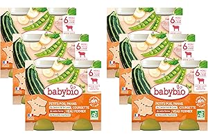 Babybio - Petits Pots Petits Pois Panais du centre-Val de Loire Courgette de Notre ferme Veau Fermier de Nouvelle Aquitaine 2x200 g - 6+ Mois - Lot de 6