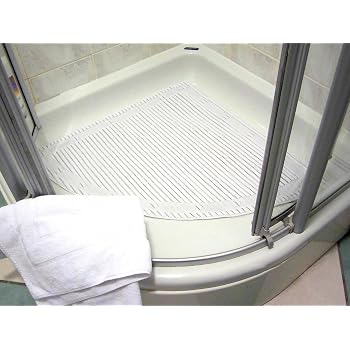 Tapis De Douche Triangle Antidérapant 90x90 Cm - Pour Douche D'angle - Séchage Rapide Et Facile à Nettoyer