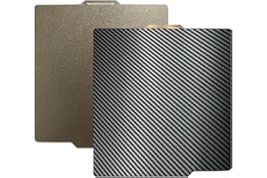 JUUPINE PET en fibre de carbone texturée + plaque de construction PEI texturée 257 x 257 mm, plaque d'impression flexible double face PET + film PEI pour imprimante 3D Bambulab X1/X1C/A1/X1E/P1P/P1S