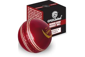 ONEGlobal Supreme Genuine Leather Cricket Ball | 4-Piece Handstitched Cricket Balls | Match Quality Hard Cricket Balls (Seniors 5.5oz, Juniors 4.75oz, Womens 5oz)