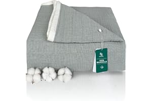 SE SOFTEXLY Kuscheldecke Baumwolle 100%, 4-lagige Weiche Kuscheldecke Musselin Tagesdecke, Bett-Überwurf Sommerdecke Sofadecke Wohndecke für Ganze Saison als Sofaüberwurf Türkis Blanket 200x230cm