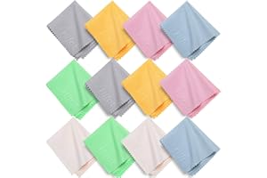 Hifot Nettoyant Lunettes Lingettes Microfibre 12 pièces, Chiffons de Nettoyages en Micro-Fibre pour Nettoyer Lunettes, Caméras, iPhone, Tablettes, Téléviseur - 5.7"/14.5cm *6.9"/17.5cm