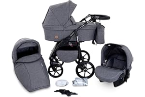 Boston Cochecito de Bebe 3in1 Combi Carrito SILLA de COCHE by GaGaDumi Certificado TÜV (B1-Grey Jeans)…