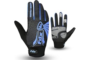 FDX Full Finger Winter Cycling Gloves, Thermal Warm, Water Resistant, Windproof, Anti- Shocking Gel Padded Palms, Touchscreen, Breathable Anti-Slip Men Women MTB, Racing, Riding, Running