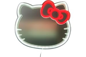 Hello Kitty Paladone Espejo de Pared con luz led de neón, Licencia Oficial Sanrio, decoración para hogar y Dormitorio, para niñas, Adolescentes y Mujeres, Regalo Fans de Kawaii, alimentación por USB
