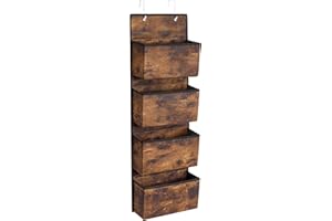 ‎SONGMICS SONGMICS 4 kieszonkowy wiszący organizer szafa organizator wiszące drzwi do przechowywania półka wisząca do sypialni biuro przedszkole 33.5x12x100cm Vintage brązowy RDH004X01