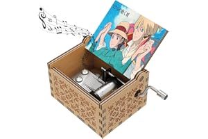 HLZK Carillon musicale con manovella, in legno intagliato anticato, motivo Sophie, per compleanno, Natale/Capodanno (stile legno B)