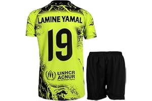 Hawkara Barcelona Yamal #19 Maillot de football pour enfant avec short Édition spéciale 2024/2025 Tailles jeunes