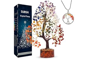 SUBSH Crystal Tree of Life, Chakra Gemstone Pendant, 7 Chakra Healing Trees for Home Decor, Office Desk Decor, Room Decor, Bonsai Trees for Positive Energy, Good Luck Birthday Gifts for Women 10-12"