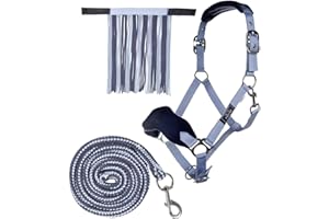 HKM 10733 Halfterset, Halfter Fliegenfransen Strick 180cm Karabiner, Pony VB WB