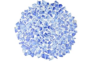 Yuvori 0,5 kg blaue und weiße unregelmäßige Porzellan-Mosaikfliesen, DIY, handgefertigt, Badezimmer, Wohnzimmer, Küche, Backsplash, Outdoor (04, klein)