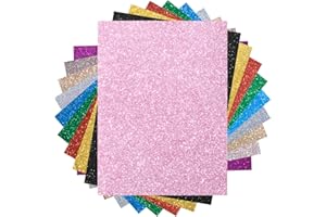 TOOCCBII Heat Transfer Vinyl Glitter HTV Iron on Press Adhesive Sheets Bundle 12"x10" 10 Assorted Colors DIY for Sign Letter Home Decoration for T-Shirts Craft Gifts for Halloween Christmas