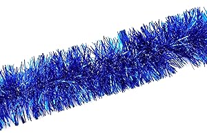 BLUELVES Girlandy bożonarodzeniowe, 4 szt. lamety, 2 m, girlanda z lamety, girlanda na Boże Narodzenie, dekoracja bożonarodzeniowa, lameta na Boże Narodzenie, przyjęcie urodzinowe (niebieska)