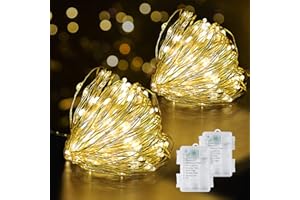 ‎SUWITU SUWITU LED Lichterkette Batterie, 2x12M 120 LEDs Kupferdraht Lichterketten Akku mit Timer Wasserdicht DIY Weihnachten Lichterkette Innen Außen für Zimmer, Garten, Balkon, Hochzeit, Weihnachtsbaum