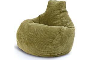 ‎GREEN BEAN Green Bean® Sitzsack mit Rückenlehne 80x80x90cm - Gaming Chair mit 230L Füllung Cordstoff - Bean Bag Bodenkissen Lounge Sitzhocker Relax-Sessel Gamer Gamingstuhl Grün
