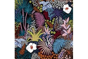 Alzkkll Bunte Dschungel Tapete,300 * 44.5cm Bunte Abnehmbare Wasserdichte Tapete Wald/Bäume/Gras/Weiße Blume Vinyl Selbstklebendes Kontaktpapier für Home Schlafzimmer Schränke und Küche Deko