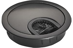 SOTECH Przepust kablowy czarny matowy wymiar wiercenia Ø 60 mm wymiar zewnętrzny Ø 68 mm przepust kablowy z metalu z uszczelką szczotkową