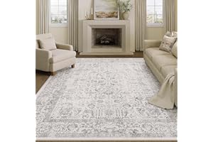 HUGEAR Alfombra Salon Gris Antideslizante Alfombras Lavables en Lavadora Tapetes para Sala 180x270cm Habitacion Dormitorio Comedor Flor Vintage Grande Tapete Pelo Corto tapete Quarto