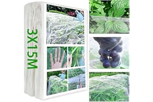 OAOGOD Garden Netting - 3 x 15m, Insect Netting for Veg Patch Fine Mesh, Raised Bed Plant Covers Netting, Greenhouse Tunnel Screen Barrier Net Protect Vegetable Fruits Flower From Insect Pests Birds