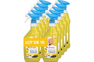 MR PROPRE Mr. Propre Spray Dégraissant et Nettoyant Cuisine Multi-Usages, Grand Format (500ml x10), Parfum Citron, Élimine la Graisse Sans Résidus Dangereux, Sans Traces, Convient aux Surfaces Alimentaires