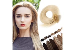 SEGO Extension Capelli Veri Cheratina 100 Ciocche 50g #60 Biondo Platino - 50cm Pre Bonded Extensions senza Clip 100% Remy Human Hair Naturali