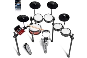 Alesis Nitro Pro XL 10-teiliges E Schlagzeug mit leisen Dual Zone Mesh Pads, 500+ authentischen BFD-Sounds, Bluetooth, Drumeo, USB-MIDI