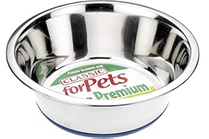 Classic Pet Products Non-Slip Stainless Steel Dish (2500 ml - 250 mm, 9.75 Inch Diameter Dog Bowl), Silver