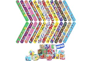 HEAWAA 30 Pezzi Braccialetti Slap per Bambini, Bracelets Gadget a Scatto Bracciali Divertenti Rotoli in Vinile per Bambini, Ragazze e Ragazzi Feste Compleanno Birthday