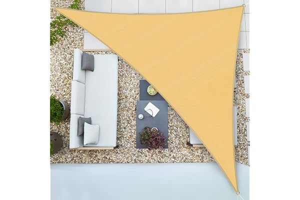 Duerer Voile d'ombrage Triangulaire pour Patio 5x5x5m, 95% Une Protection des Rayons UV, para Jardin Patio, Balcon, Terrasse, Extérieures Activités -Couleur Sable