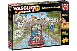 Wasgij Original 33, Calm On The Canal - 1000 Piece Jigsaw Puzzles for Adults - Fun, Challenging & Brainteasing Adults Jigsaw Puzzle - Uncover the Puzzle - 100% Recycled Cardboard - 1000pcs - Jumbo