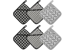 prota Topflappen mit Tasche, 6 Stück Topflappen Aus Baumwolle Hitzebeständige Topflappen, Topflappen Set Quadratischer Topflappen für Küche Kochen Backen