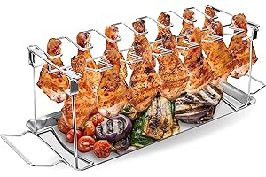 KYTO Support de poulet pour 14 cuisses de poulet - Support pour barbecue - En acier inoxydable