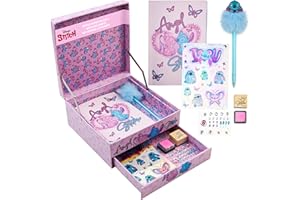 Disney Stitch Coffret Journal Intime Fille à Personnaliser Carnet Fille 60 Pages Stylos Stickers kit Scrapbooking Loisirs Créatifs Cadeau Enfant (Rose Stitch)