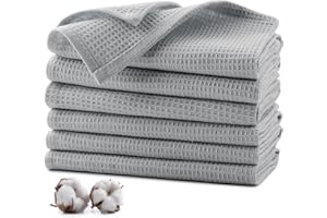 Jogoico Strofinacci Cucina 100% Cotone (Set di 6), Canovacci Cucina 35 x 35 cm, Asciugamani da Cucina Super Assorbenti, Stracci Cucina Per Tavolo da Pranzo, Lavabili in Lavatrice-Grigio Chiaro