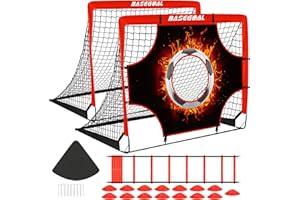 BASEGOAL Portería de Fútbol para Niños - 3 en 1 Red de Pop Up Porterías de Fútbol con Tela para Diana y Diana Colgante, Disco Marcador, Escalera, Ideal para Juegos Interiores o Exteriores