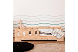 smartwood Letto bambini 70 x 160 TILA 1P - letto montessori bambini con ringhiera - diverse opzioni di aspetto - lettino bambino singolo 160x70 - legno naturale