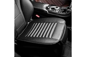 DRASAWEE Car Seat Cushion, Car Seat Pad with PU Leather Bamboo Charcoal Car Seat Protector (Black, For Front Seat)
