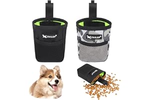 Bestomrogh 2 Pcs Small Dog Treat Bag Dog Treat Pouch Bag Pet Training Waist Bag Hand-Free Dog Walking Bag With Waist Belt Clip For Dog Cat Training Walking Travel