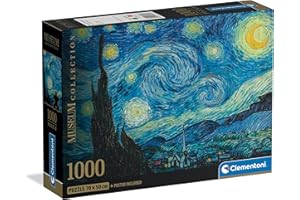 Clementoni - Puzzle Van Gogh 1000 Pezzi Arte per Adulti e Ragazzi, Museum Collection, Tema Notte Stellata, con Poster Incluso, Compact Box, Idea Regalo Uomo e Donna, Made in Italy, 70x50 cm, 37065