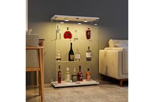 ‎FANYUSHOW FANYUSHOW Glasvitrine Standvitrine in Weiß - Vitrine Weiß - Vitrinenschrank Weiß - Sammlervitrine - Glasvitrine Regal Glas Schrank mit Licht 125 x 79 x 36.5 cm