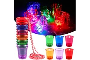 SUNOYA Vasos De Chupito Con Cadena, 12 Piezas Coloridos Vaso De Chupito De Plástico, Vaso De Chupito Con Collar, Collar De Vaso De Chupito Con Cuentas Para Fiesta Despedida De Soltera Cumpleaños