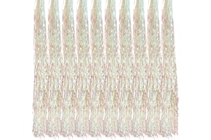 Oblique Unique® 10x Lametta Glänzend 100cm für Weihnachtsbaum Baumschmuck Weihnachtsdeko Weihnachten Party Feier Deko Silber Gold Weiß Schwarz Pink Lila Blau Grün - Farbe Wählbar (Weiss)