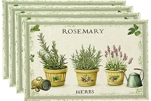 Colorful Star Modern Table Fabric Placemats Set of 4, Durable, Stain-Resistant, Machine Washable & Reusable, Perfect for Parties, Holiday Decor and Everyday Use, 45x30cm, Fragrant Potted Plants