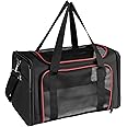 X-ZONE PET Airline Approved Pet Carriers,Soft Sided Collapsible Pet Travel Carrier for Medium Cats and Puppy (Medium, black&red)