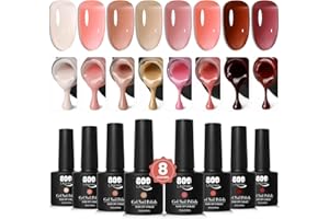 ‎YTD LIKOMEY YTD Likomey UV Nail Polish Shellac Set, 8 Colours, Translucent Natural Nude, Pink, Brown, Red Kit, Colour Gel for Gel Nails, Manicure, Jelly Gel Polish Kit, 8 x 7.5 ml