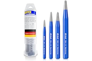 S&R Ankörner-Satz 4 tlg: 3, 4, 5, 6 mm, CrV-Stahl/MADE in GERMANY/geschmiedet und gehärtet, schlagfest, in stabiler Kunststoffbox