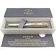 Parker Urban Premium Metal Fountain Pen | Aureate Gold Powder with Intricate Engraved Pattern | Gold Trims | Medium Nib | Gift Boxed